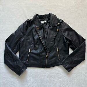 Charlotte Russe Black Faux Leather Moto Jacket W SZ XL